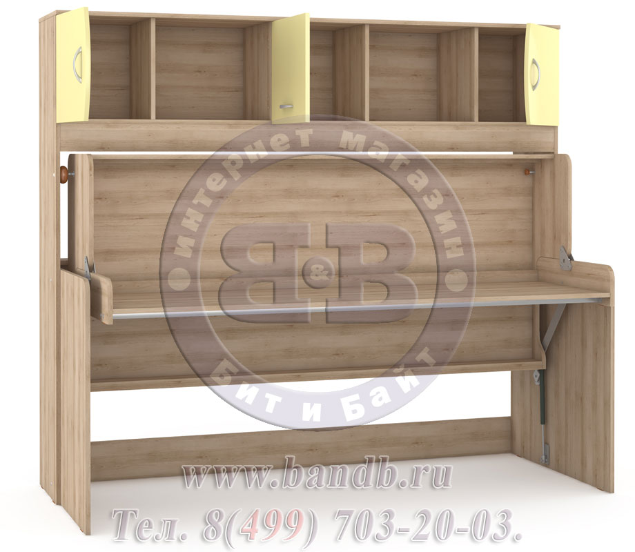Мебель для детской - трансформер стол-кровать Ника 428Т цвет бук песочный/лимонный сорбет Картинка № 6