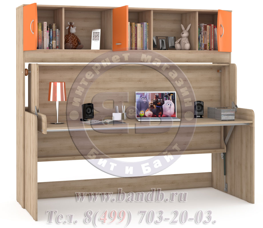 Письменный стол-кровать Ника 428Т цвет бук песочный/оранжевый Картинка № 3