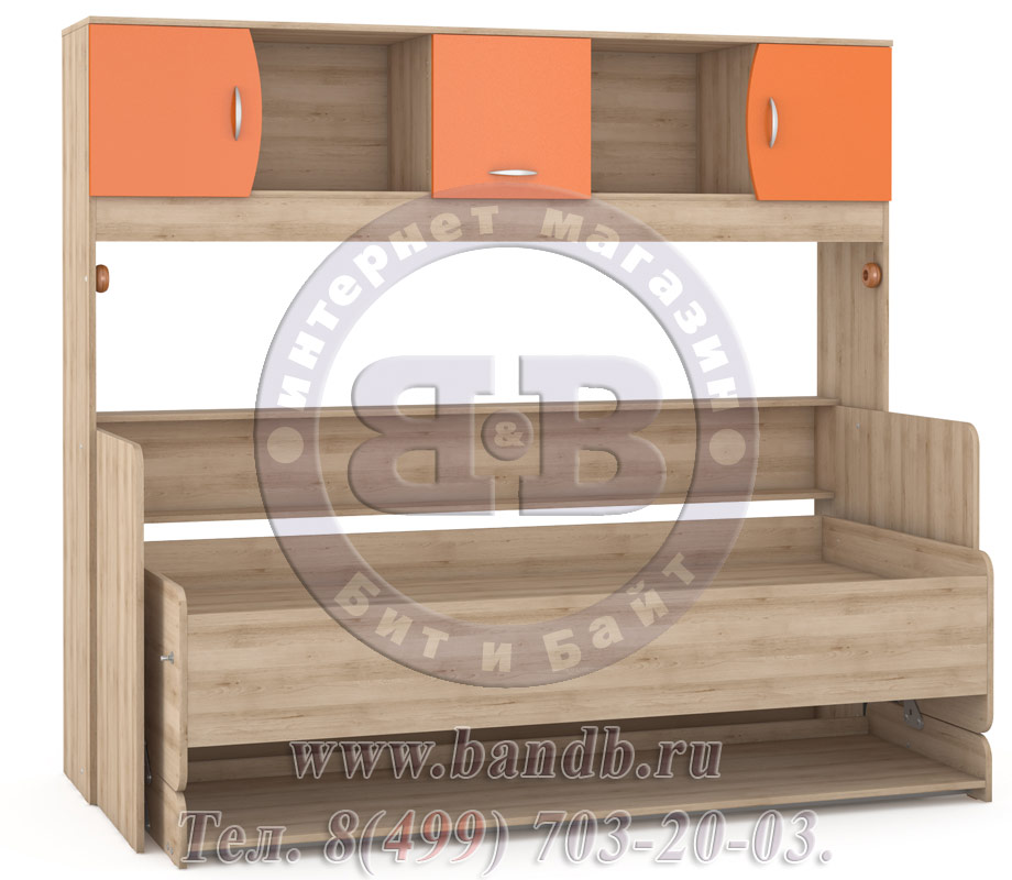 Детская кровать-стол Ника 428Т цвет бук песочный/оранжевый Картинка № 4
