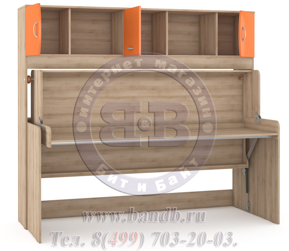 Мебель для детской - трансформер стол-кровать Ника 428Т цвет бук песочный/оранжевый Картинка № 6