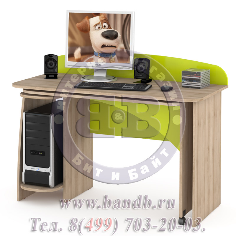 Письменный раздвижной стол Ника 430 цвет бук песочный/лайм зелёный Картинка № 2
