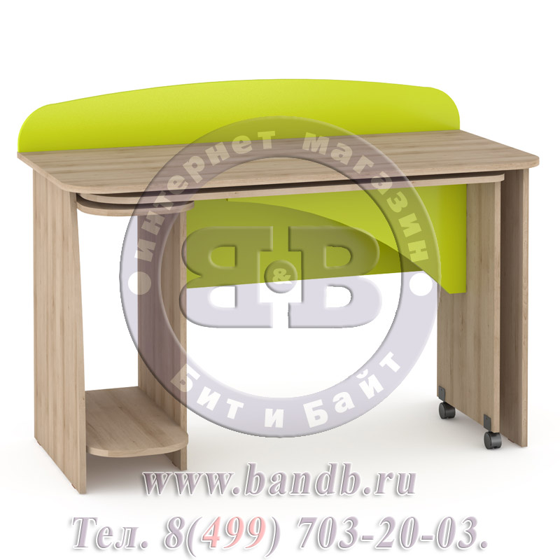 Письменный раздвижной стол Ника 430 цвет бук песочный/лайм зелёный Картинка № 3
