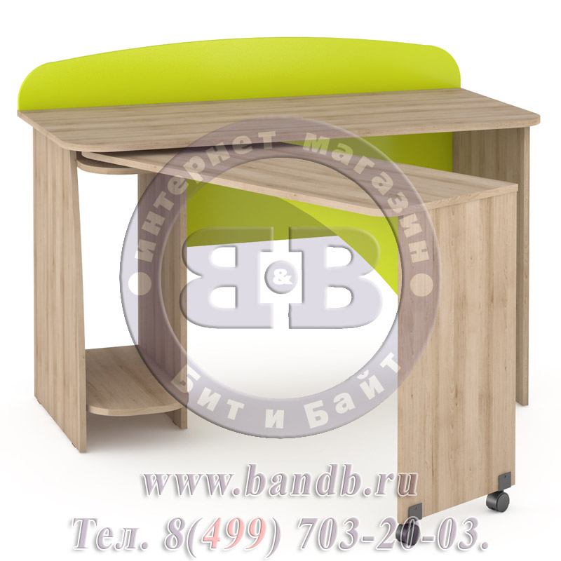 Письменный раздвижной стол Ника 430 цвет бук песочный/лайм зелёный Картинка № 4