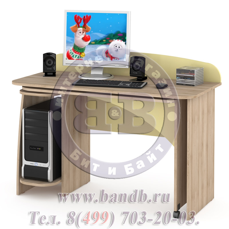 Письменный раздвижной стол Ника 430 цвет бук песочный/лимонный сорбет Картинка № 2
