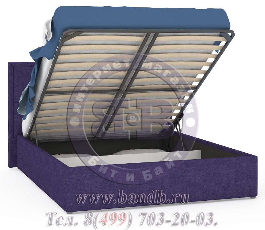 Кровать с подъёмным механизмом интерьерная Прага фиолетовая Картинка № 2