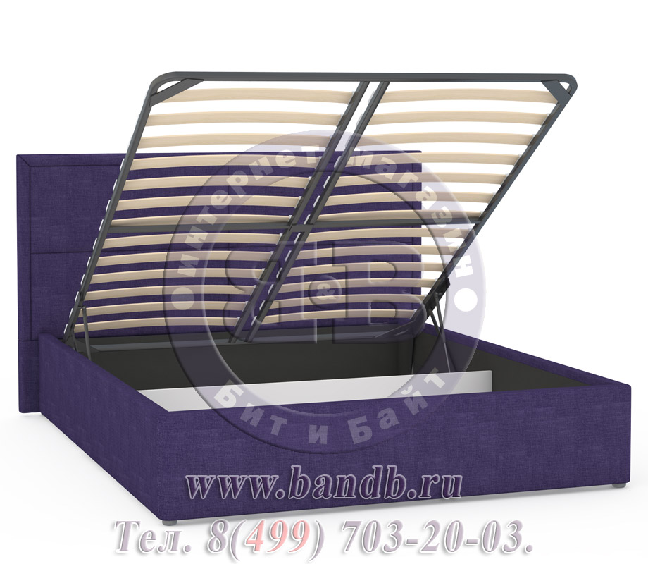 Кровать с подъёмным механизмом интерьерная Прага фиолетовая Картинка № 4