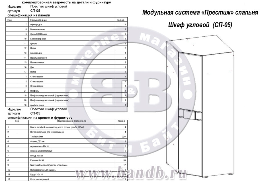 Шкаф угловой с зеркалом Престиж цвет венге цаво/жемчужный лён Картинка № 4