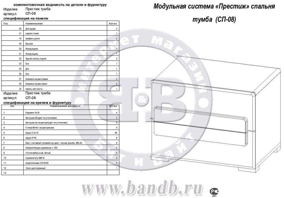 Тумба прикроватная Престиж цвет венге цаво/жемчужный лён Картинка № 5