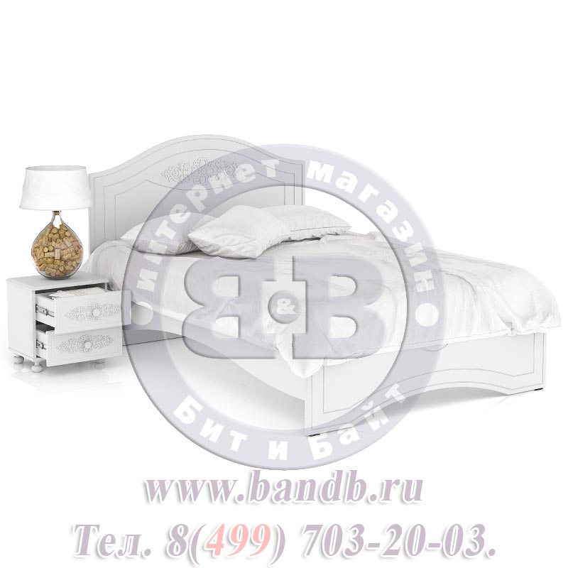 Двуспальная кровать с тумбой Ассоль АС-112-1400 цвет белый спальное место 1400х2000 мм. Картинка № 2