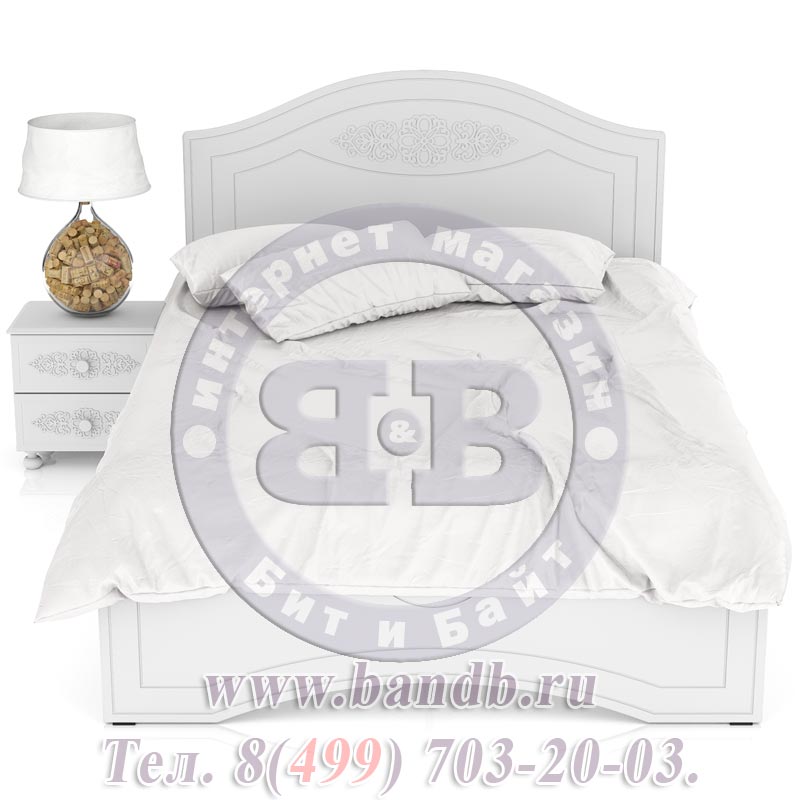 Двуспальная кровать с тумбой Ассоль АС-112-1400 цвет белый спальное место 1400х2000 мм. Картинка № 5