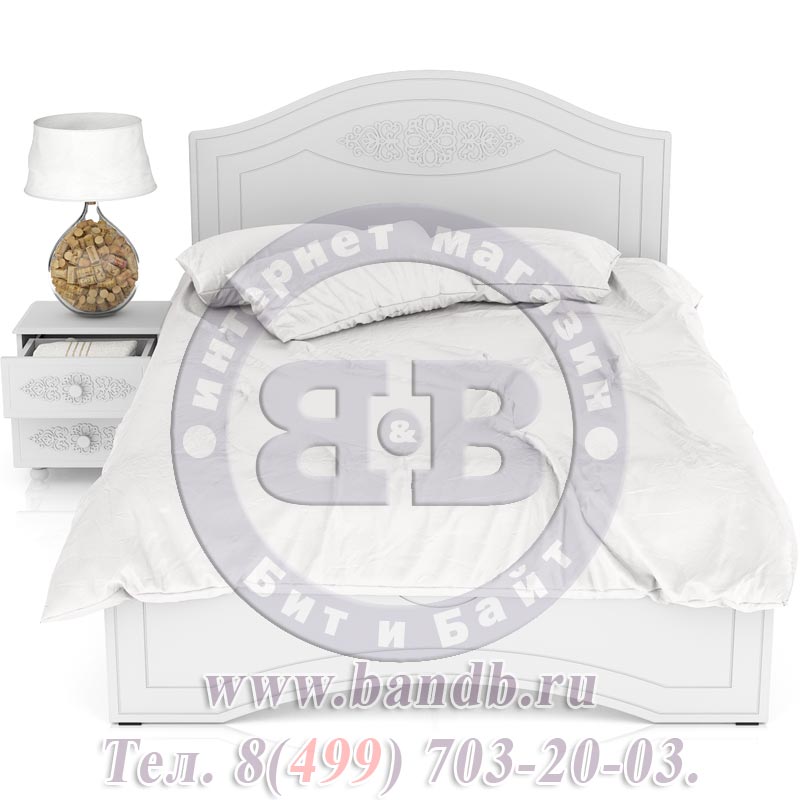 Двуспальная кровать с тумбой Ассоль АС-112-1400 цвет белый спальное место 1400х2000 мм. Картинка № 6