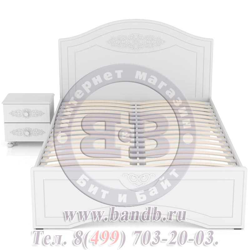 Двуспальная кровать с тумбой Ассоль АС-112-1400 цвет белый спальное место 1400х2000 мм. Картинка № 7