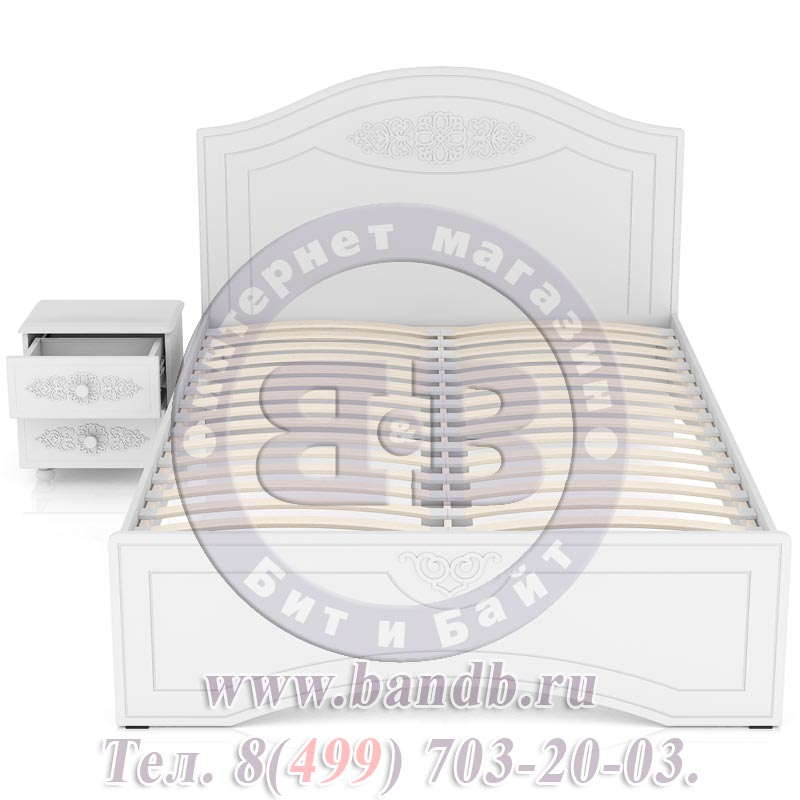 Двуспальная кровать с тумбой Ассоль АС-112-1400 цвет белый спальное место 1400х2000 мм. Картинка № 8