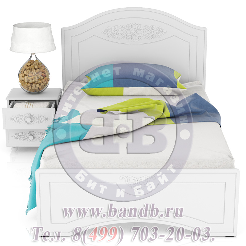 Кровать односпальная Ассоль АС-111-1200 с прикроватной тумбой цвет белый спальное место 1200х2000 мм. Картинка № 6