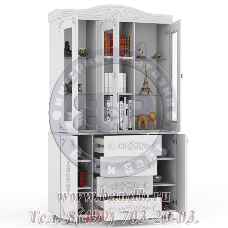 Корпусная мебель Ассоль Тумба комбинированная широкая со шкафом-витриной Картинка № 2