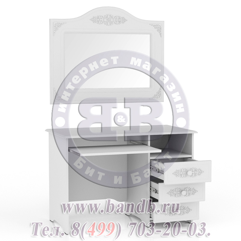 Корпусная мебель Ассоль Стол письменный с ящиками с зеркалом Картинка № 6