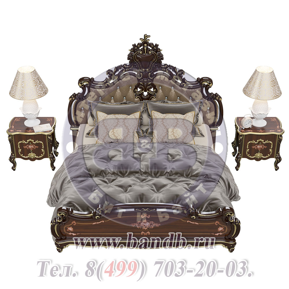 Двуспальная кровать 1800 с двумя тумбами Шейх цвет орех тайский Картинка № 5