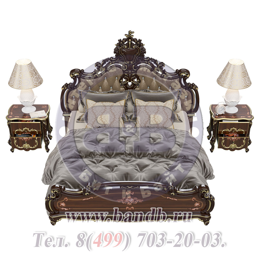 Двуспальная кровать 1800 с двумя тумбами Шейх цвет орех тайский Картинка № 6