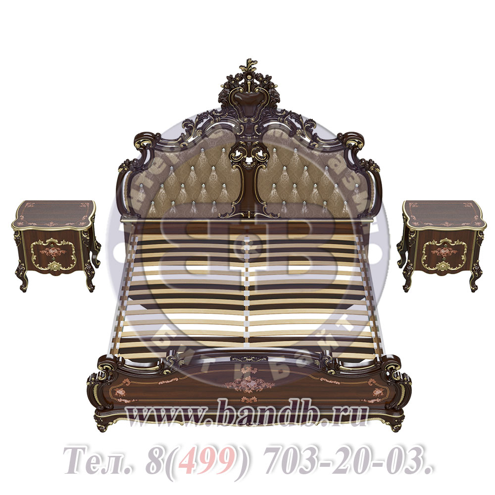 Двуспальная кровать 1800 с двумя тумбами Шейх цвет орех тайский Картинка № 7