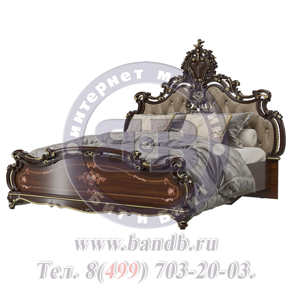 Двуспальная кровать 1800 с двумя тумбами Шейх цвет орех тайский Картинка № 10