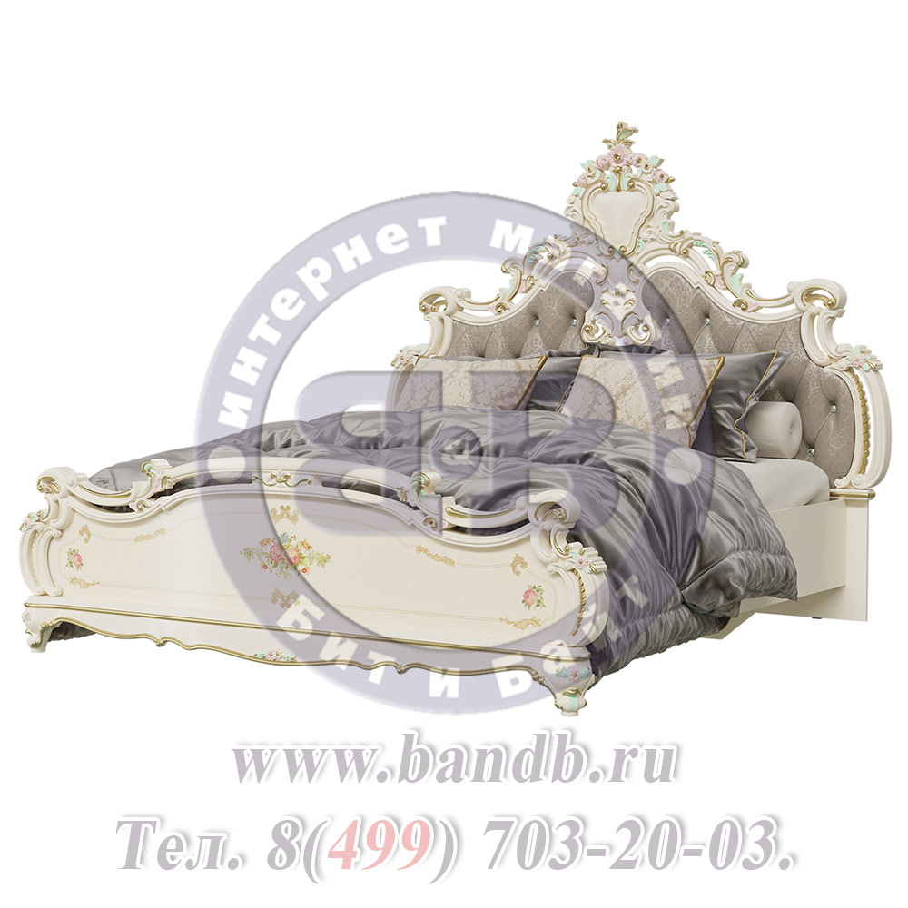 Двуспальная кровать 1800 с двумя тумбами Шейх цвет слоновая кость Картинка № 10