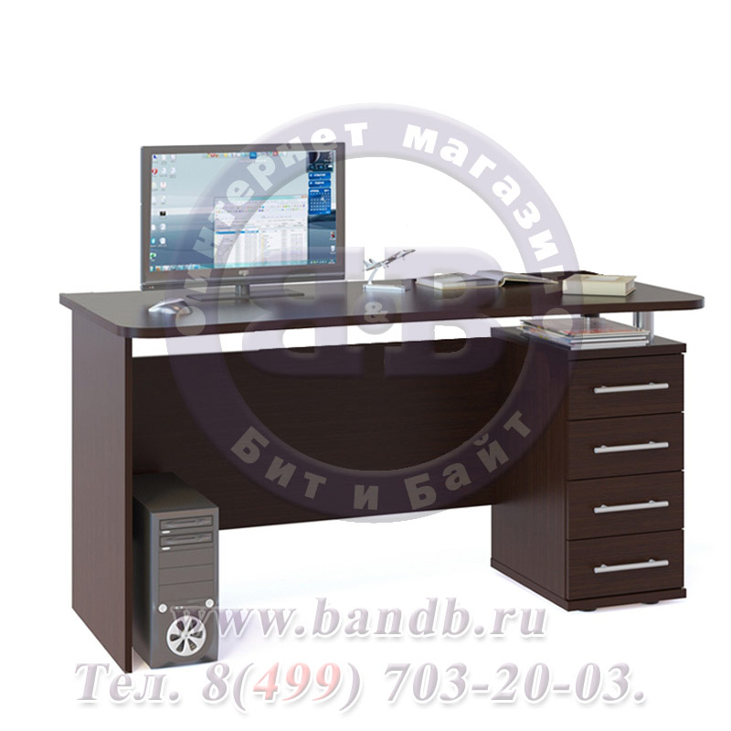 Компьютерный стол четыре ящика КСТ-105 дуб венге, универсальная сборка Картинка № 2