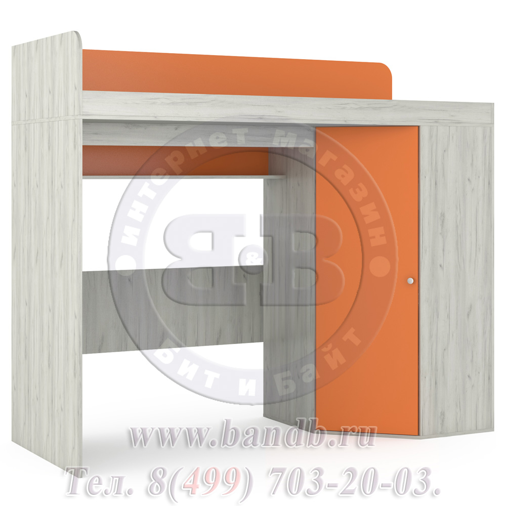 Тетрис 1 МС 345 Кровать-чердак, дуб белый/оранжевый Картинка № 3
