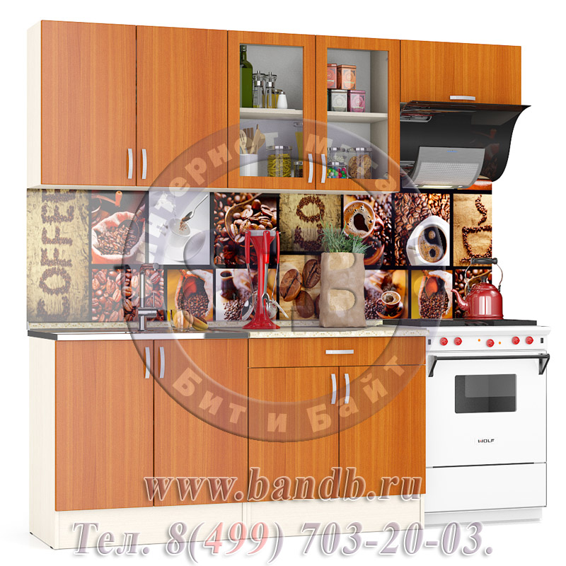 Кухня Мери 2,2 220 см., готовый комплект, цвет дуб/вишня столешница № 164 пёстрый камень Картинка № 10