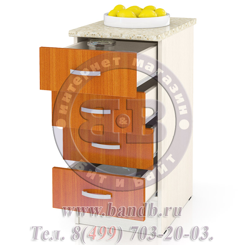 Кухня Мери ШН4Я400 Стол с 4 ящиками 40 см., цвет дуб/вишня Картинка № 2