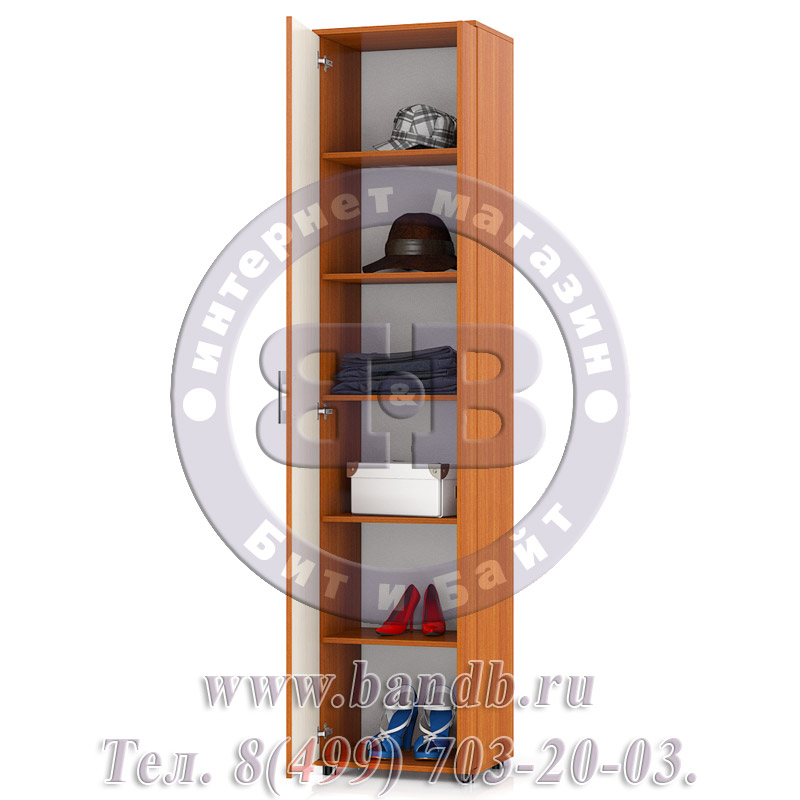 Пэ Пять Шкаф бельевой с зеркалом, цвет вишня/дуб, универсальная сборка, в комплекте и выдвижная штанга и полки Картинка № 2