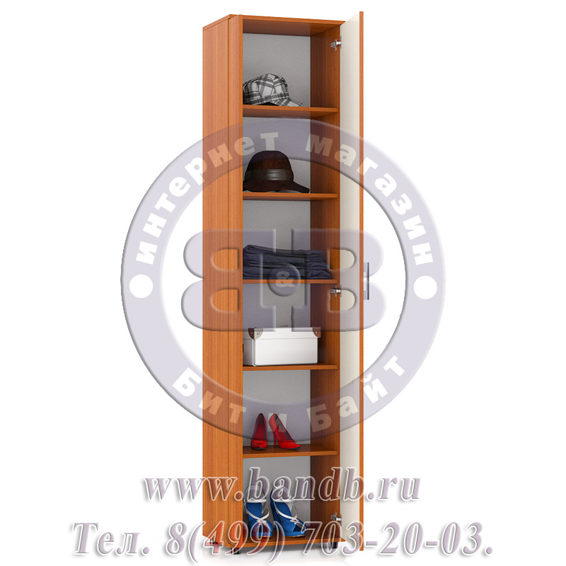 Пэ Пять Шкаф бельевой с зеркалом, цвет вишня/дуб, универсальная сборка, в комплекте и выдвижная штанга и полки Картинка № 7