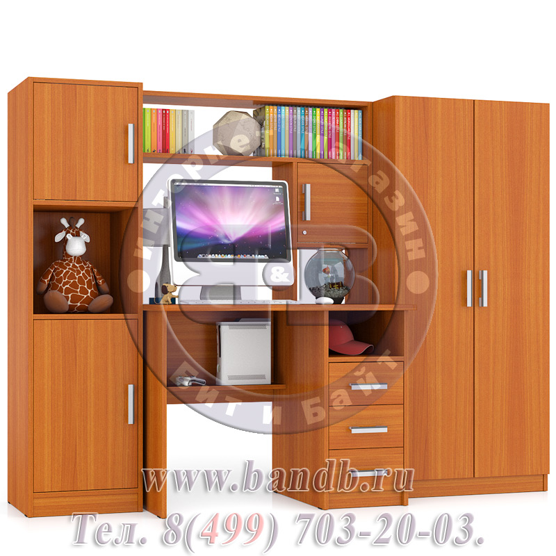 Компьютерный стол с пеналом и шкафом МД-СК-9 цвет вишня Картинка № 5
