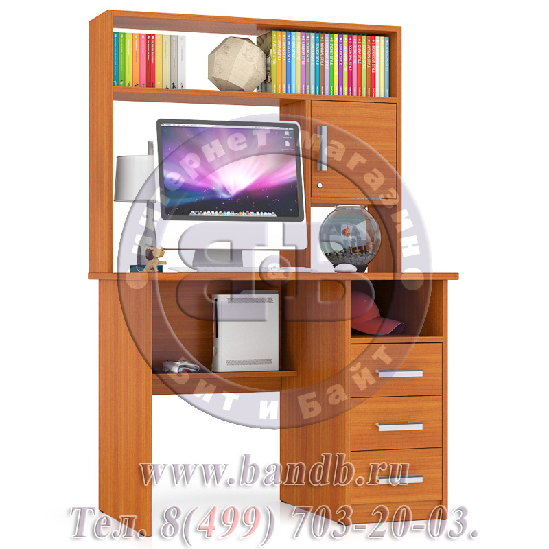 Компьютерный стол с пеналом и шкафом МД-СК-9 цвет вишня Картинка № 9