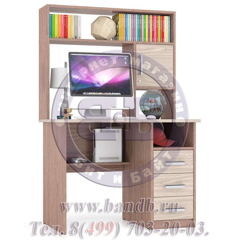 Компьютерный стол с пеналом и шкафом МД-СК-9 цвет ясень шимо светлый/ясень шимо тёмный Картинка № 9