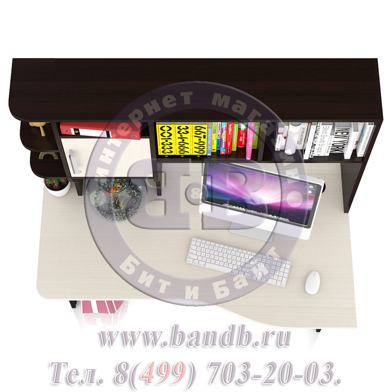 Стол компьютерный с надстройкой Лидер 5, цвет венге/дуб, универсальная сборка Картинка № 5