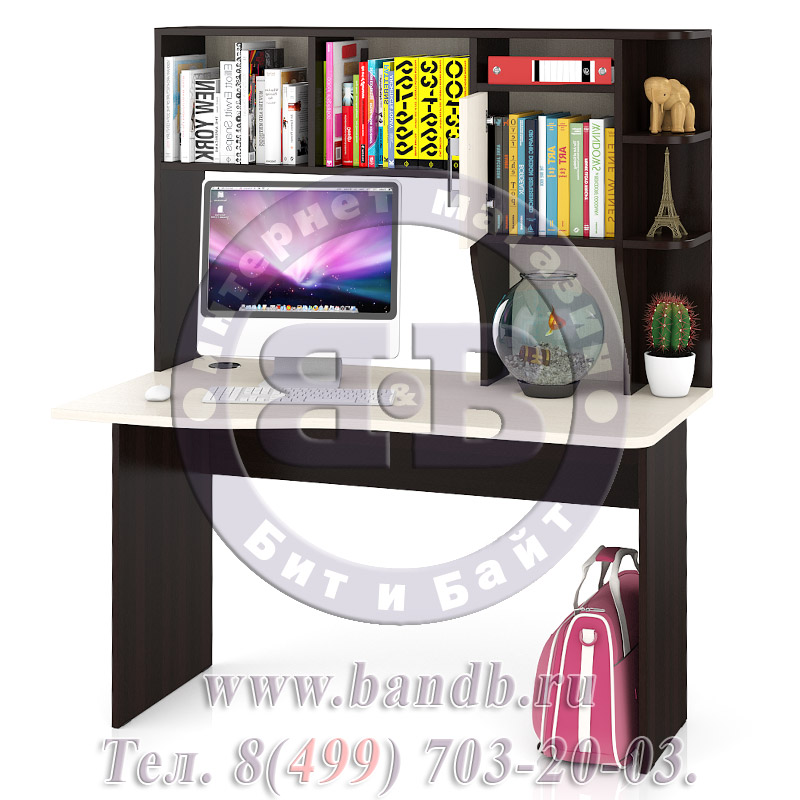 Стол компьютерный с надстройкой Лидер 5, цвет венге/дуб, универсальная сборка Картинка № 10