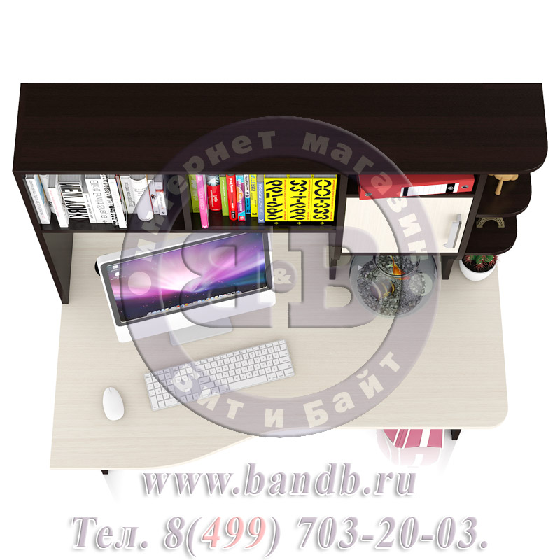 Стол компьютерный с надстройкой Лидер 5, цвет венге/дуб, универсальная сборка Картинка № 11