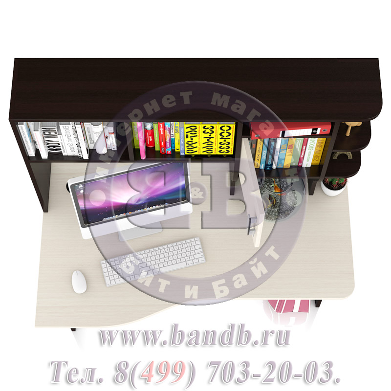 Стол компьютерный с надстройкой Лидер 5, цвет венге/дуб, универсальная сборка Картинка № 12