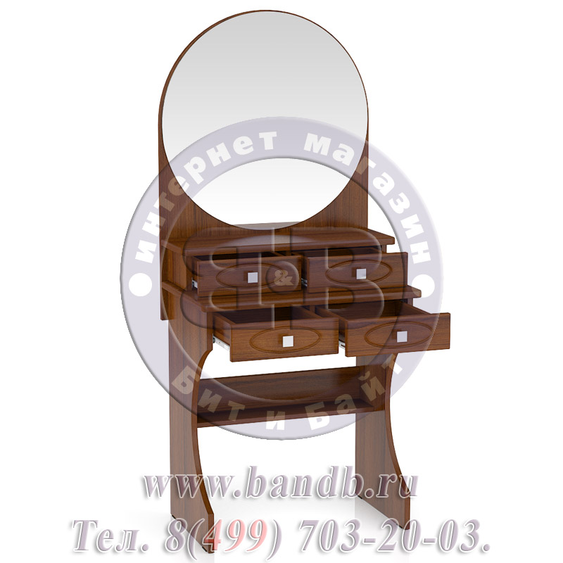 Стол туалетный с круглым зеркалом № 3 орех Картинка № 4
