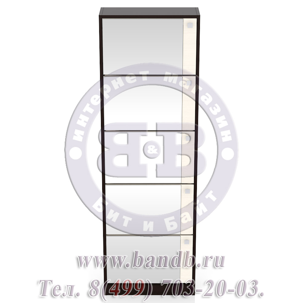 Тумба для обуви с зеркальными дверками С-МД-ТО-05 цвет венге/дуб Картинка № 4