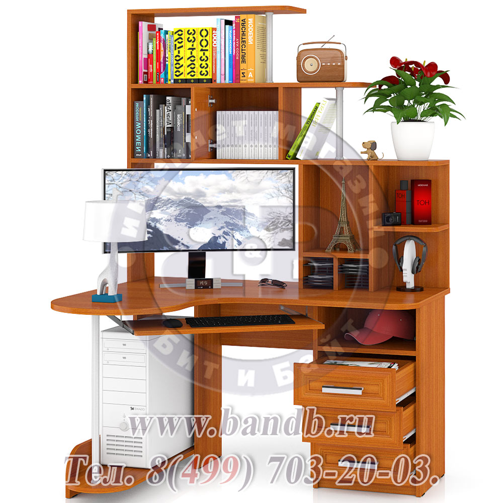 Угловой компьютерный стол С-Варяг-3 цвет вишня Картинка № 2