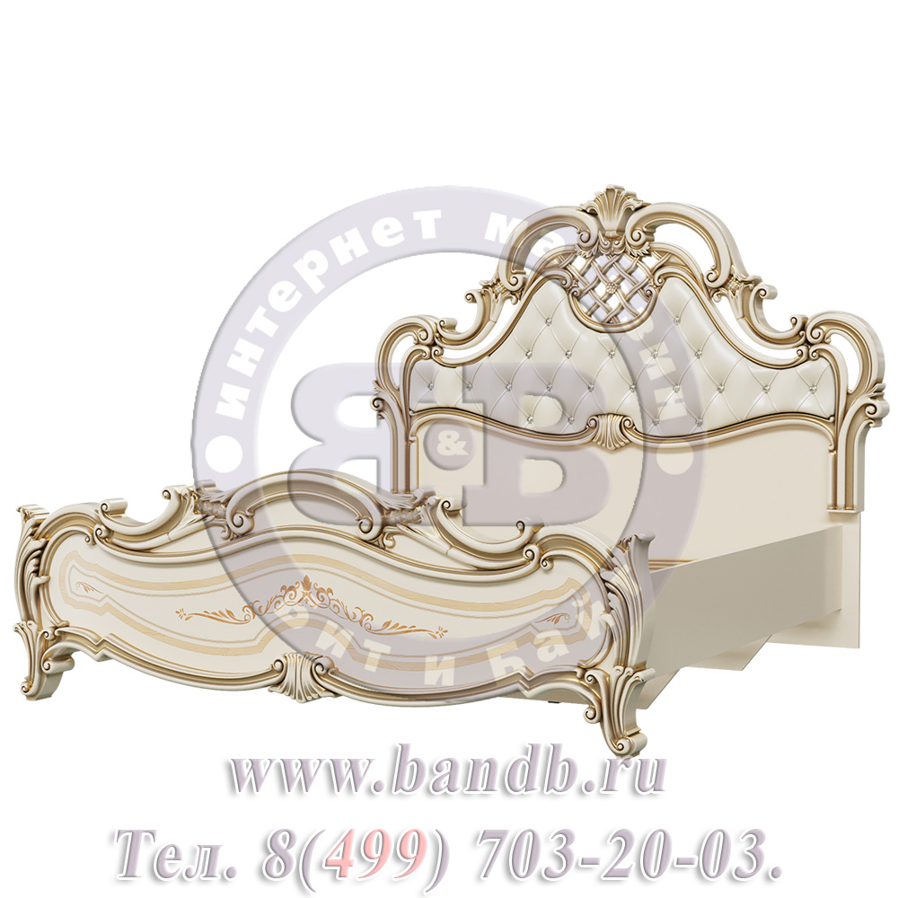 Кровать с мягким изголовьем Грация 1600 цвет слоновая кость Картинка № 2