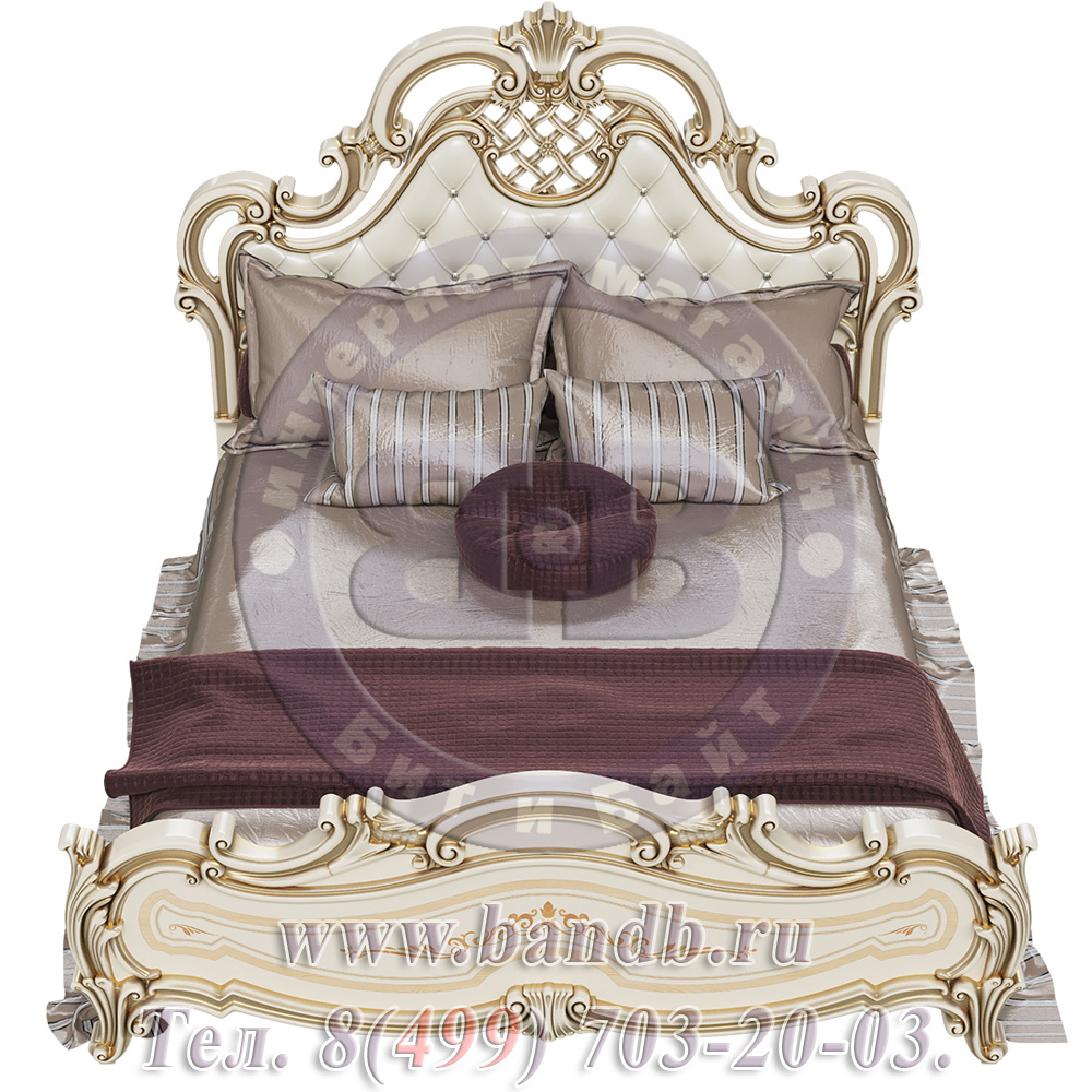 Кровать с мягким изголовьем Грация 1600 цвет слоновая кость Картинка № 3
