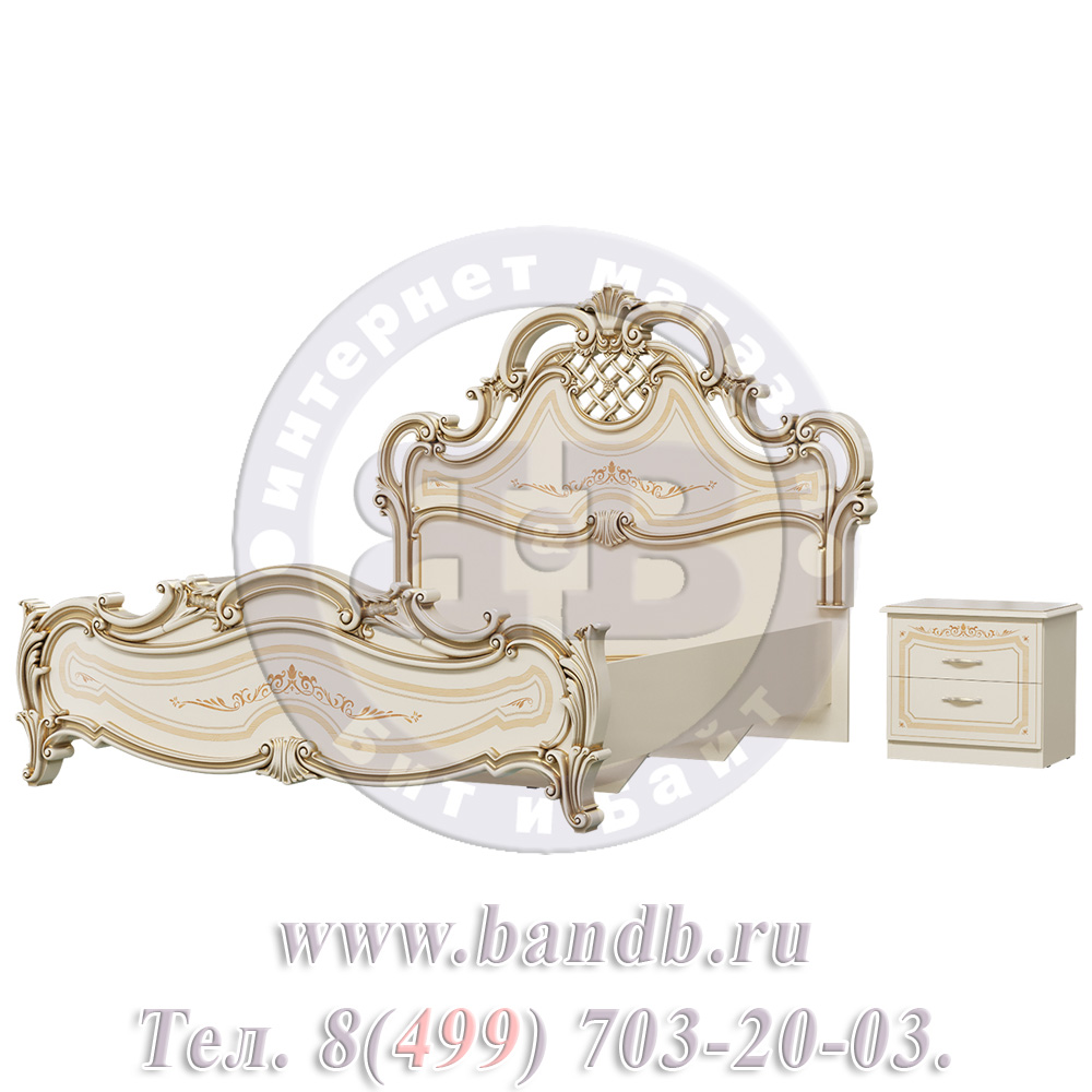 Кровать Грация 1600 с двумя прикроватными тумбами цвет слоновая кость Картинка № 3