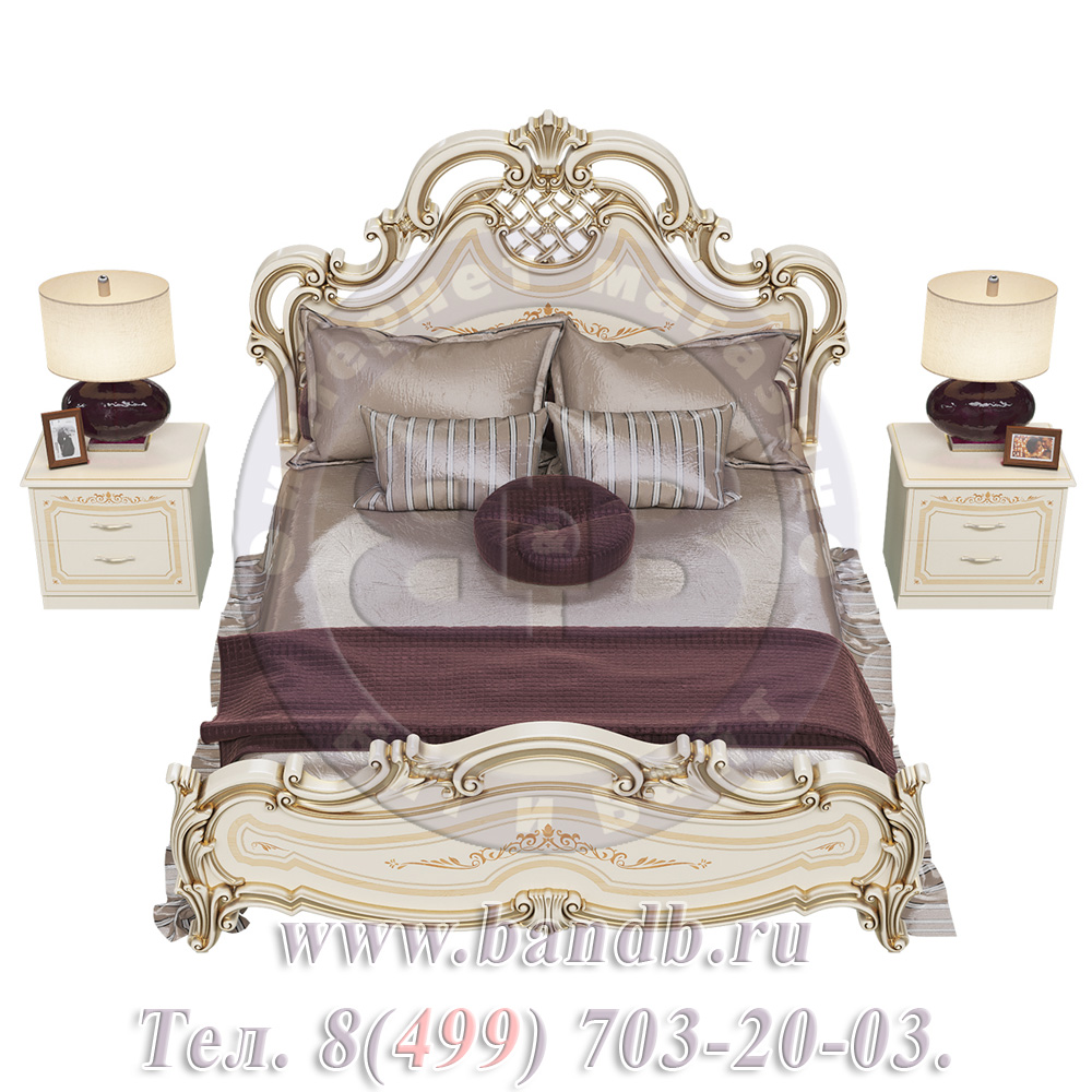 Кровать Грация 1600 с двумя прикроватными тумбами цвет слоновая кость Картинка № 5
