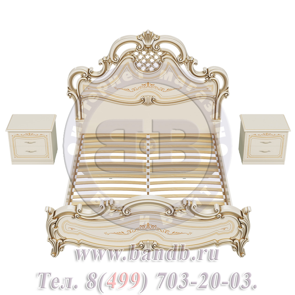 Кровать Грация 1600 с двумя прикроватными тумбами цвет слоновая кость Картинка № 7