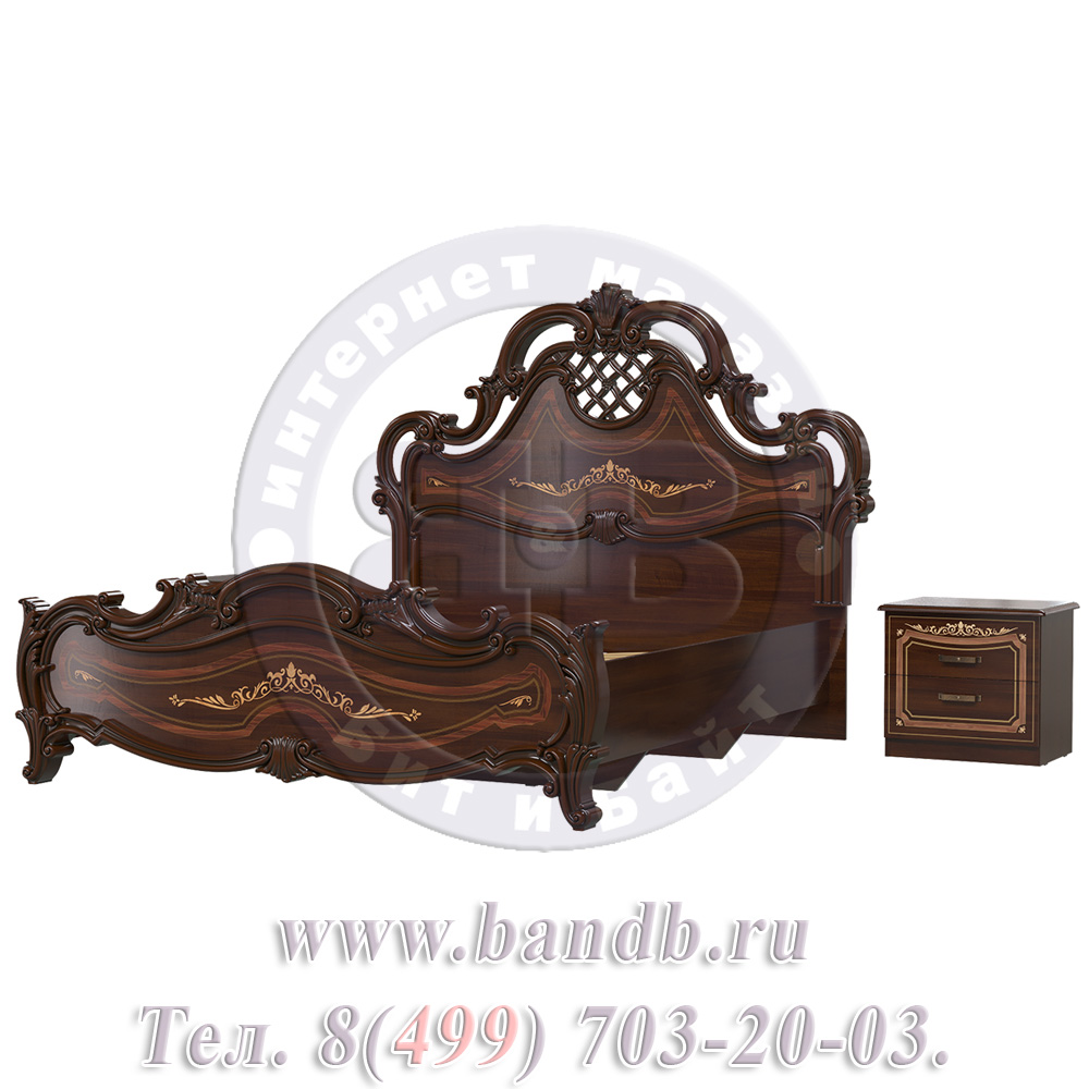 Кровать Грация 1600 с двумя прикроватными тумбами цвет орех тайский Картинка № 3