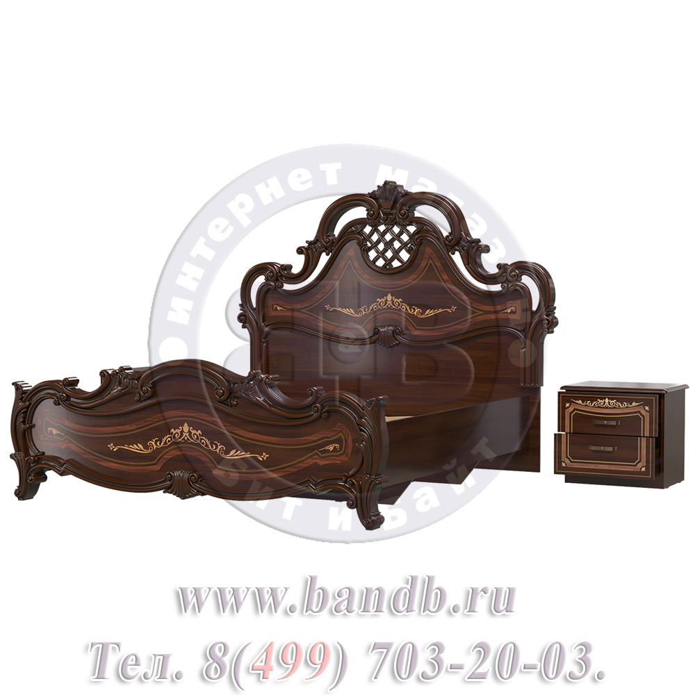 Кровать Грация 1600 с двумя прикроватными тумбами цвет орех тайский Картинка № 4