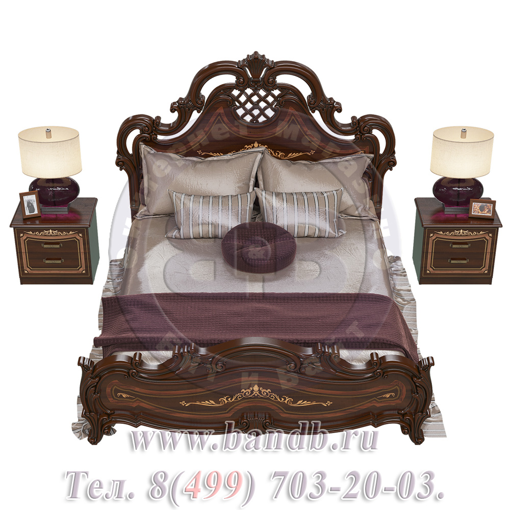 Кровать Грация 1600 с двумя прикроватными тумбами цвет орех тайский Картинка № 5
