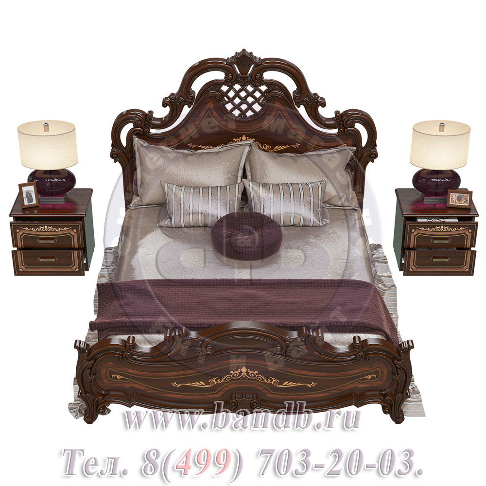 Кровать Грация 1600 с двумя прикроватными тумбами цвет орех тайский Картинка № 6
